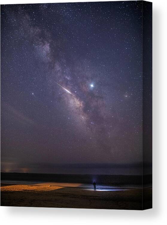 Oak Island Canvas Print featuring the photograph Oak Island Milky Way by Nick Noble