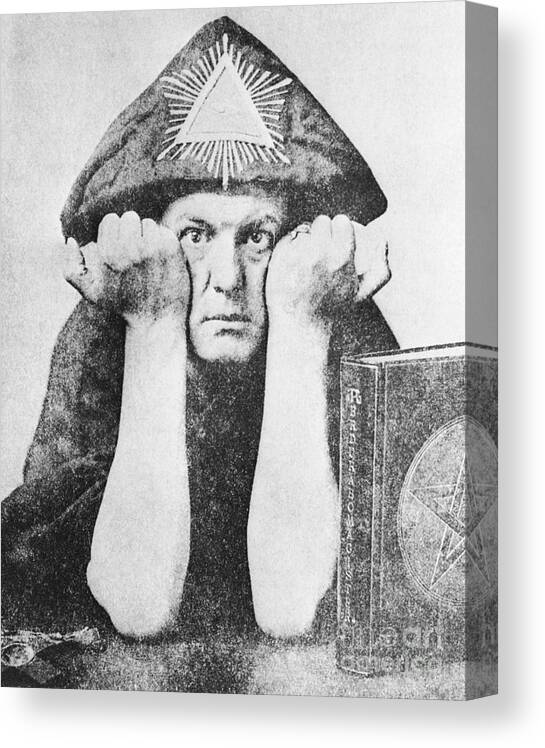Aleister Crowley Canvas Print featuring the photograph Occultist Aleister Crowley In Odd Hat by Bettmann