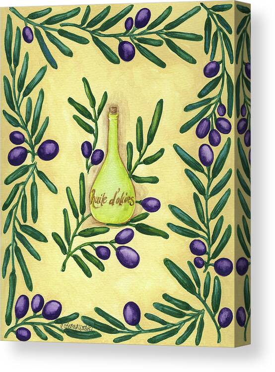 Olive Oil French Canvas Print featuring the painting Olive Oil French by Andrea Strongwater