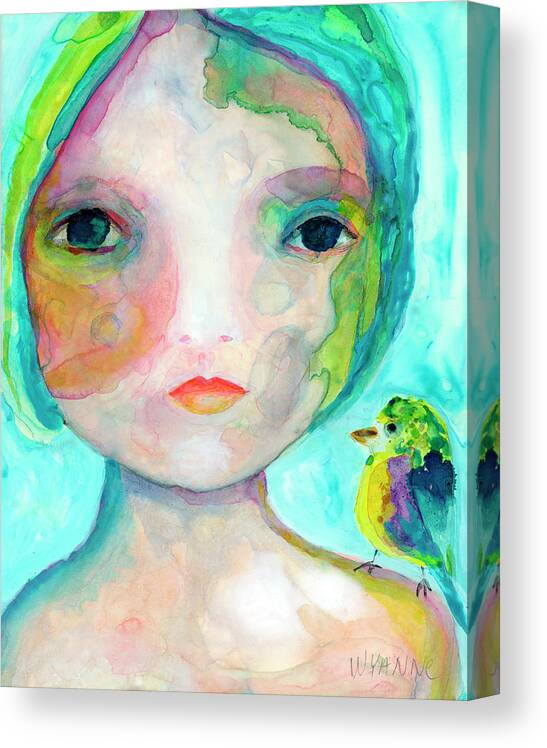 On My Shoulder Canvas Print featuring the painting On My Shoulder by Wyanne