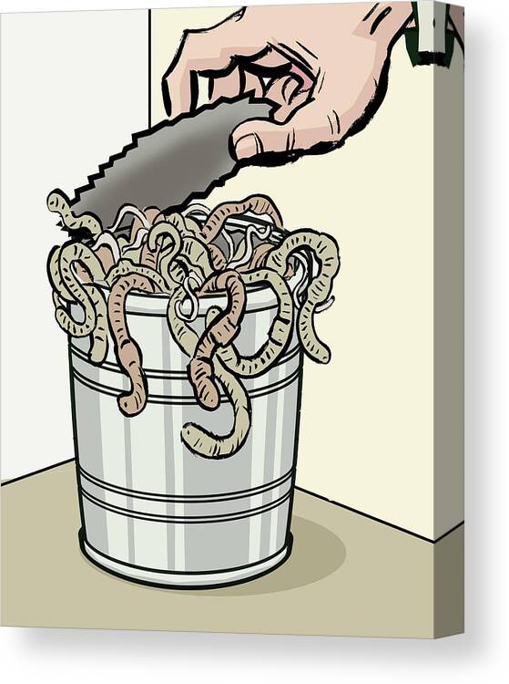 Animal Canvas Print featuring the drawing Opening a Can of Worms by CSA Images