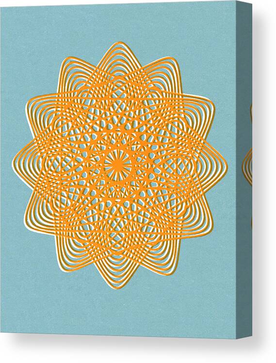 Accent Ornament Canvas Print featuring the drawing Orange Spirograph Flower by CSA Images