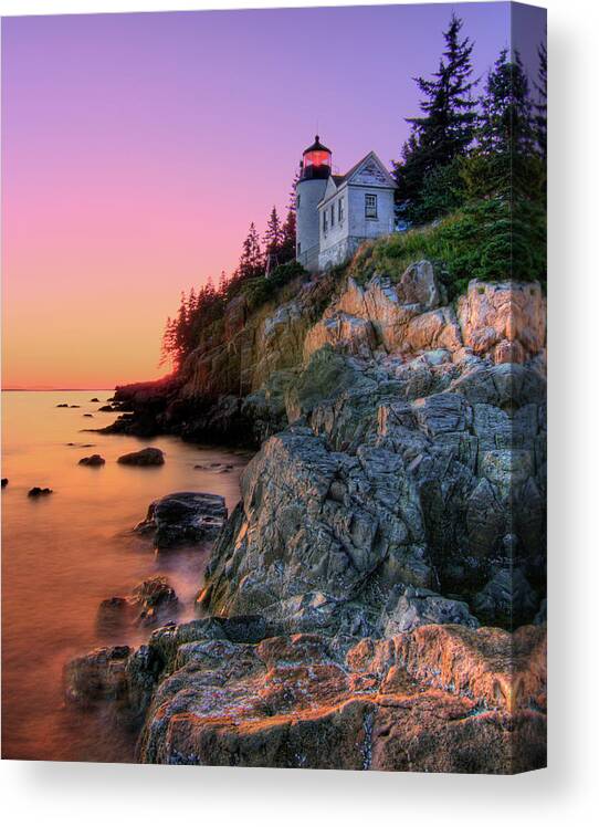 Scenics Canvas Print featuring the photograph Pastel Bass Harbor Lighthouse by Kevin A Scherer