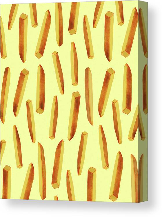 Background Canvas Print featuring the drawing Pattern of French Fries by CSA Images