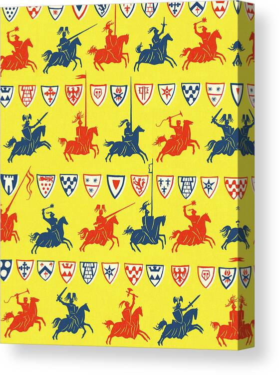 Animal Canvas Print featuring the drawing Pattern of Knights on Horses by CSA Images