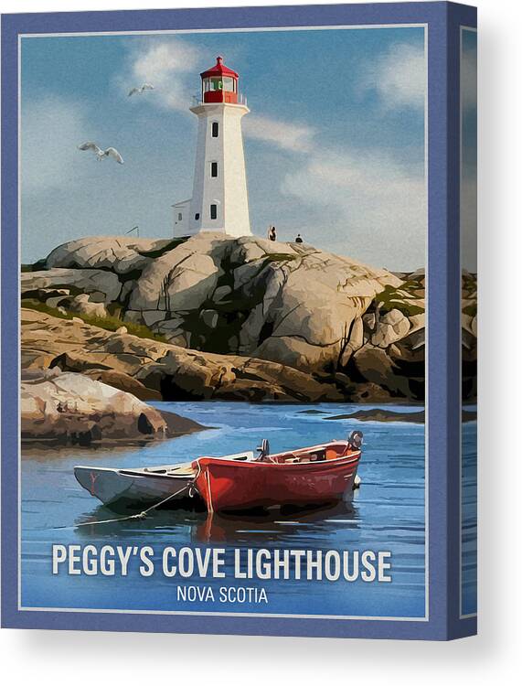Peggy?s Cove Canvas Print featuring the mixed media Peggy?s Cove by Old Red Truck