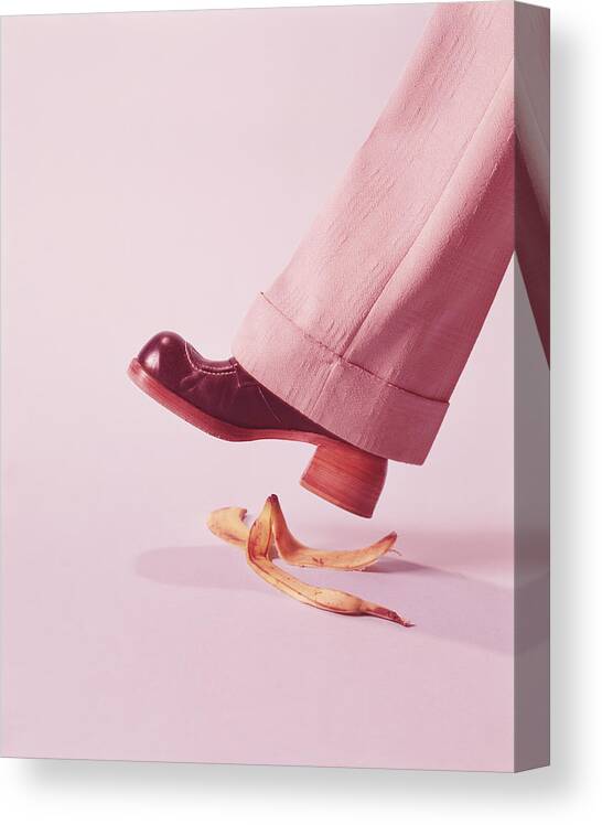 People Canvas Print featuring the photograph Person About To Step On Banana Skin by H. Armstrong Roberts