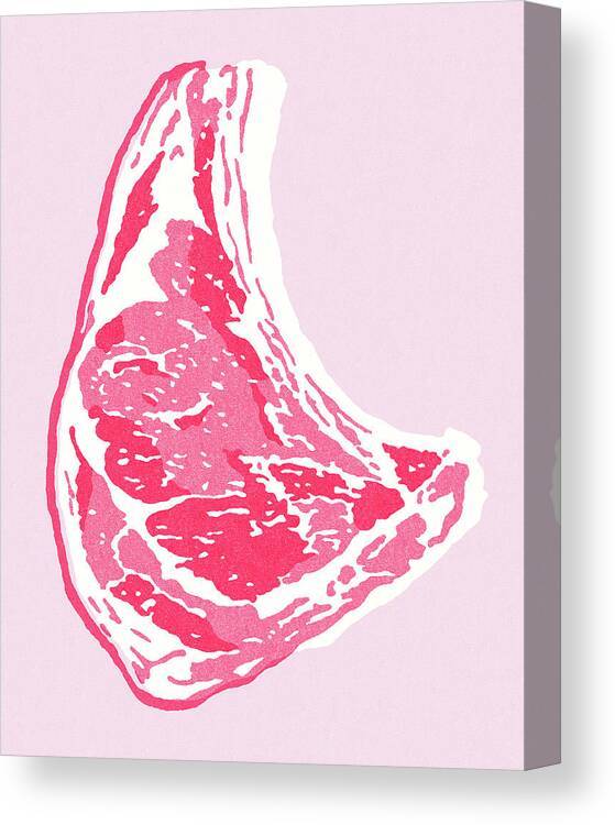 Barbecue Canvas Print featuring the drawing Piece of Raw Meat by CSA Images