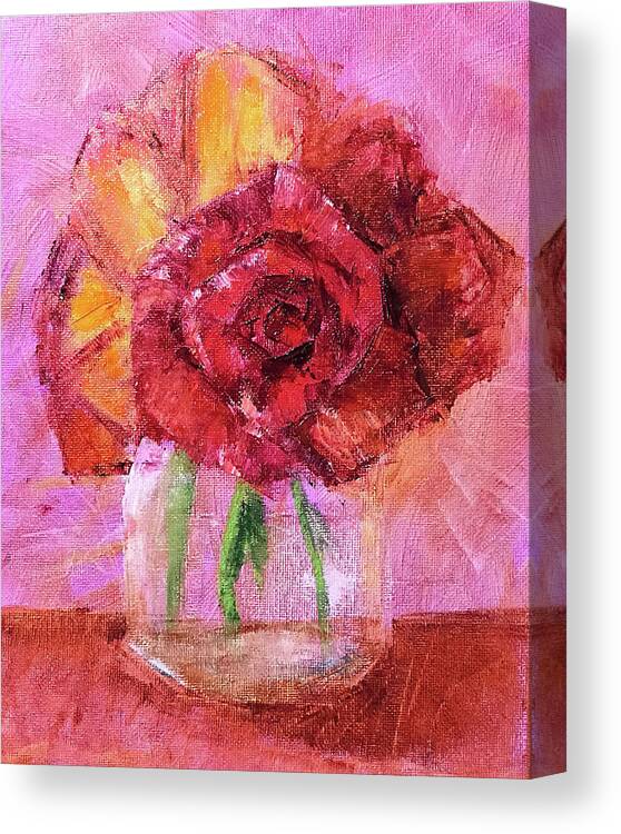 Roses Canvas Print featuring the digital art Pink and Red by Karen Conley