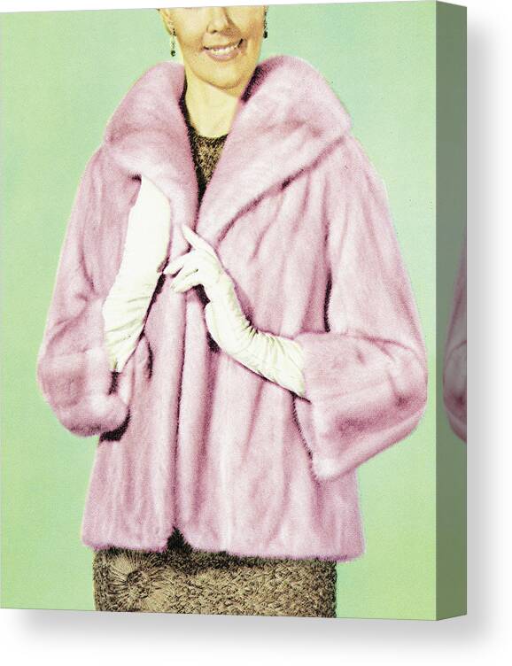 Apparel Canvas Print featuring the drawing Pink Fur Coat by CSA Images