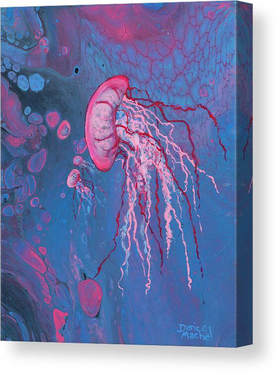  Jellyfish Canvas Print featuring the painting Pink Jelly by Darice Machel McGuire