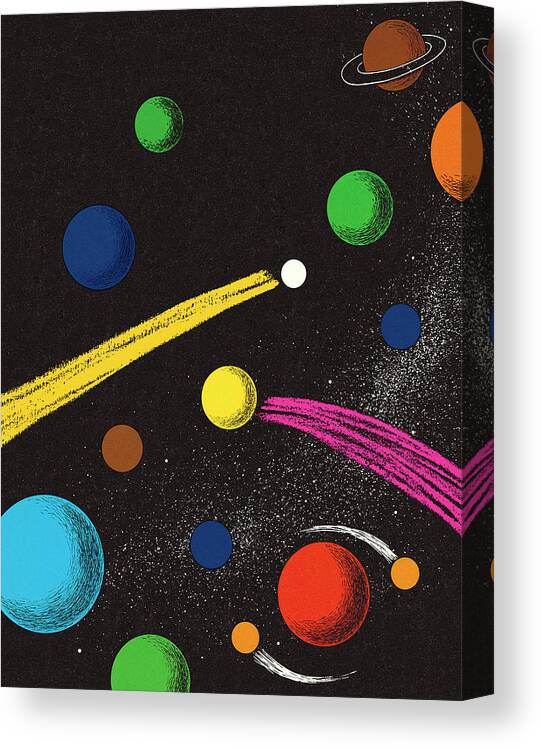 Astronomy Canvas Print featuring the drawing Planets in Outer Space by CSA Images
