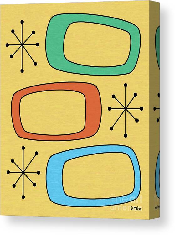 Mid Century Modern Canvas Print featuring the digital art Pods by Donna Mibus