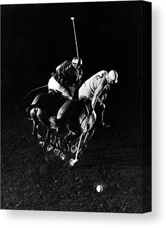 William Mcnear Rand Canvas Print featuring the photograph Polo Game by Gjon Mili