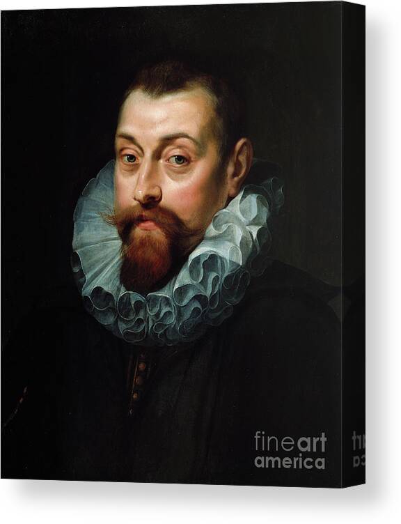 Art Canvas Print featuring the painting Portrait Of A Man, Bust Length, In Dark Costume With A White Ruff, C.1597-99 by Peter Paul Rubens
