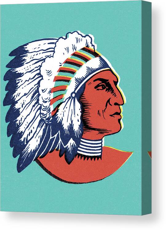 American Canvas Print featuring the drawing Portrait of a Native American Chief by CSA Images
