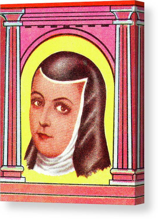 Accessories Canvas Print featuring the drawing Portrait of a Nun by CSA Images