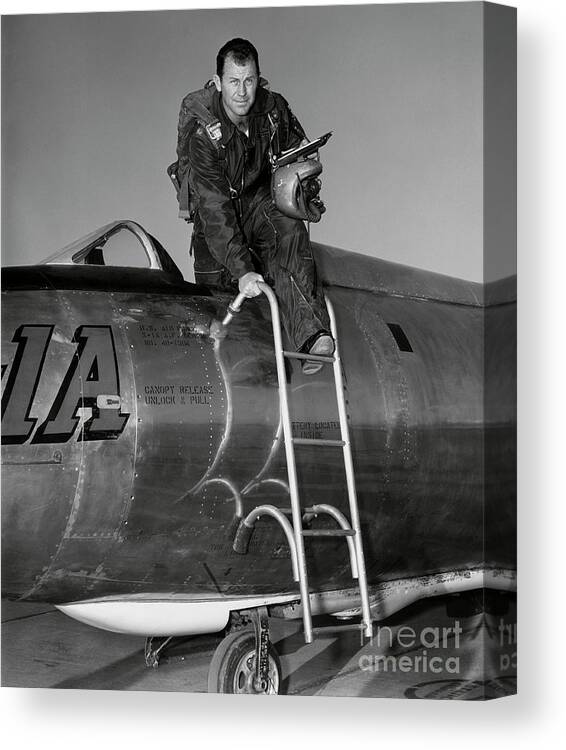 Yeager Canvas Print featuring the photograph Portrait Of Charles Chuck Yeager by Nasa/science Photo Library