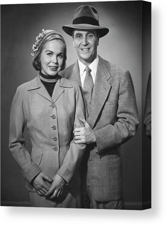 Heterosexual Couple Canvas Print featuring the photograph Portrait Of Couple by George Marks