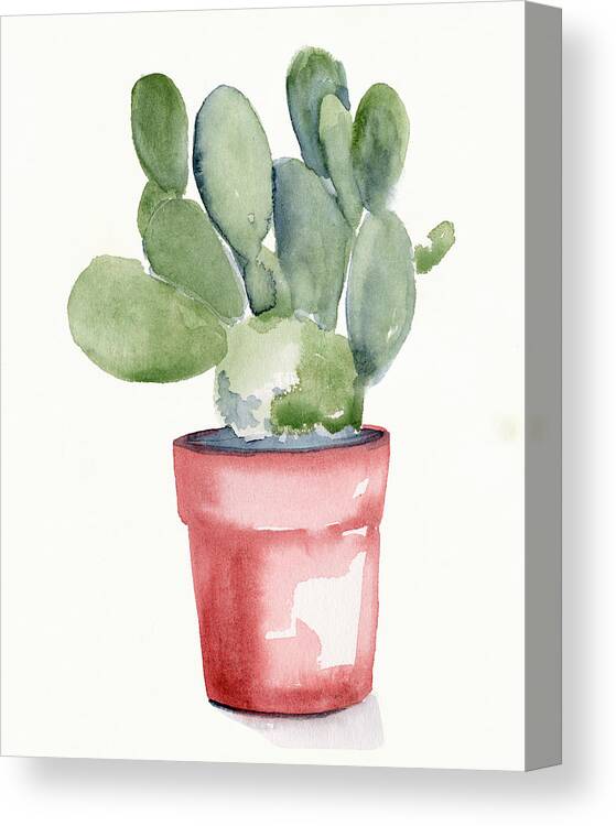 Botanical & Floral Canvas Print featuring the painting Potted Succulent I by Jennifer Paxton Parker