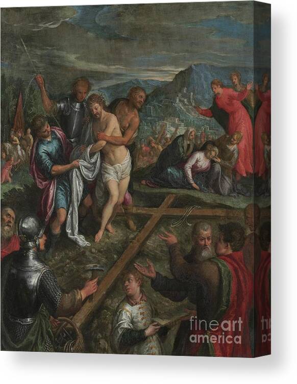 Color Image Canvas Print featuring the drawing Preparation For The Crucifixion by Heritage Images