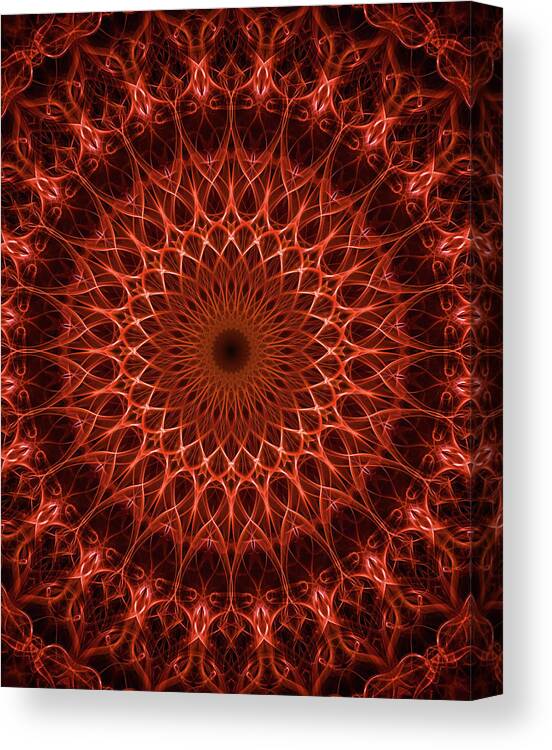 Mandala Canvas Print featuring the digital art Pretty rich red mandala by Jaroslaw Blaminsky
