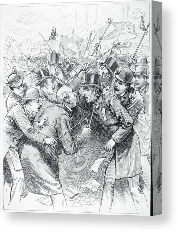 Trading Canvas Print featuring the photograph Protesters Chanting by Bettmann