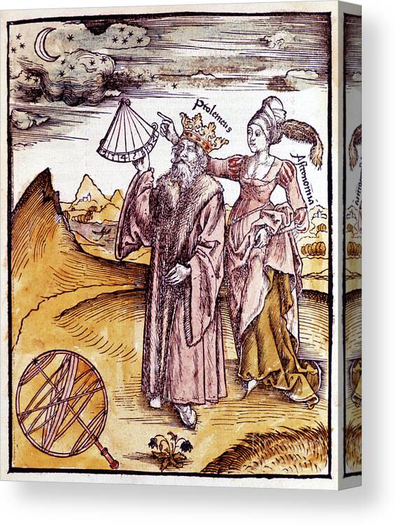 Crown Canvas Print featuring the drawing Ptolemy, Alexandrian Greek Astronomer by Print Collector