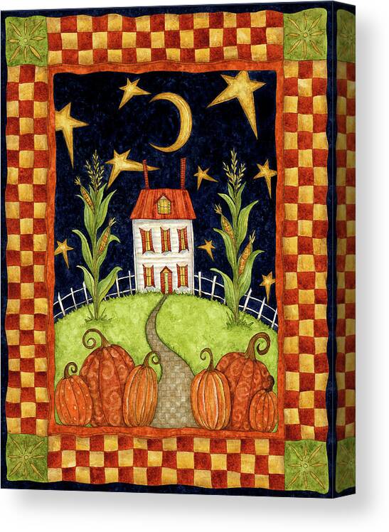 Pumpkins Canvas Print featuring the painting Pumpkin Moon by Robin Betterley