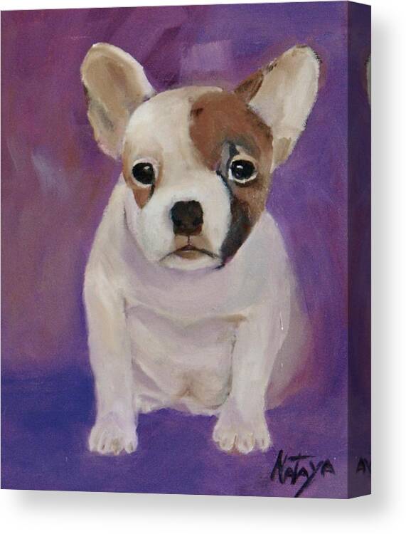 Boston Terrier Puppy Canvas Print featuring the painting Pure Sweetness by Nataya Crow