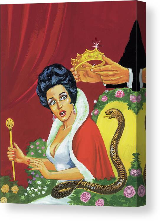 Afraid Canvas Print featuring the drawing Queen and Snake by CSA Images
