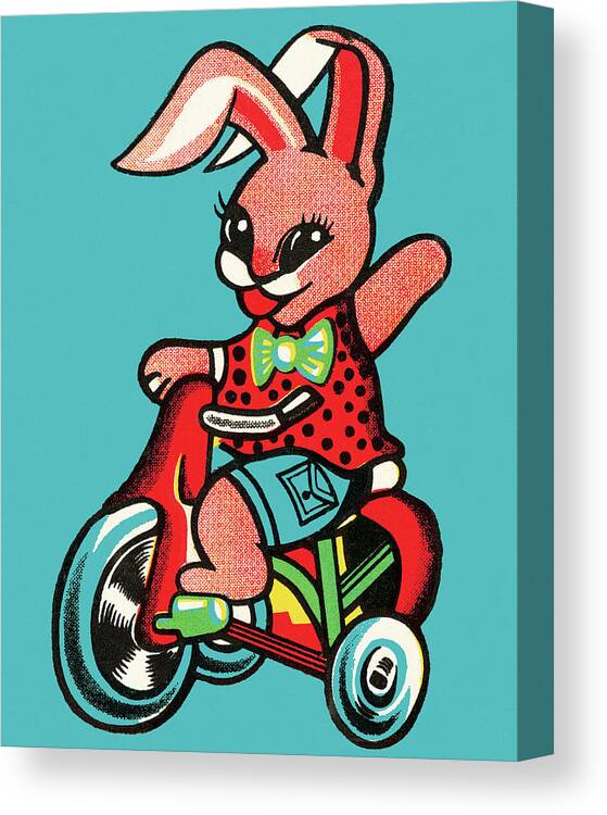 Activity Canvas Print featuring the drawing Rabbit Riding a Tricycle by CSA Images