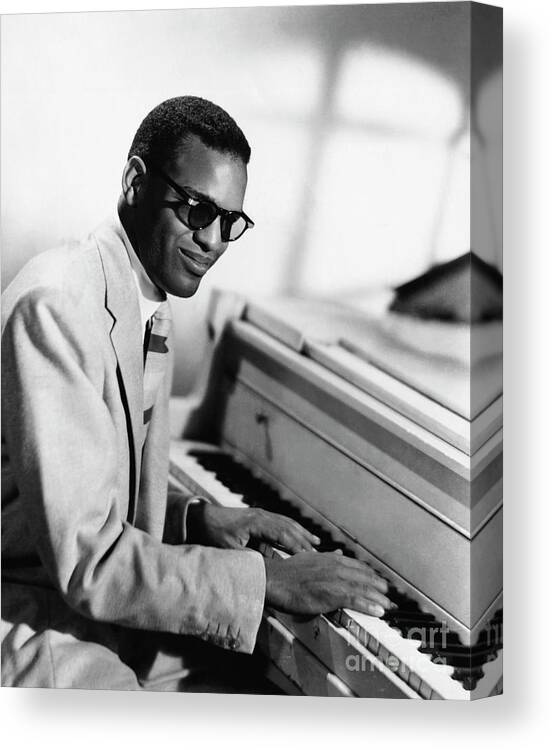 Piano Canvas Print featuring the photograph Ray Charles At Piano by Bettmann