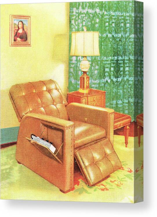 Armchair Canvas Print featuring the drawing Recliner by CSA Images