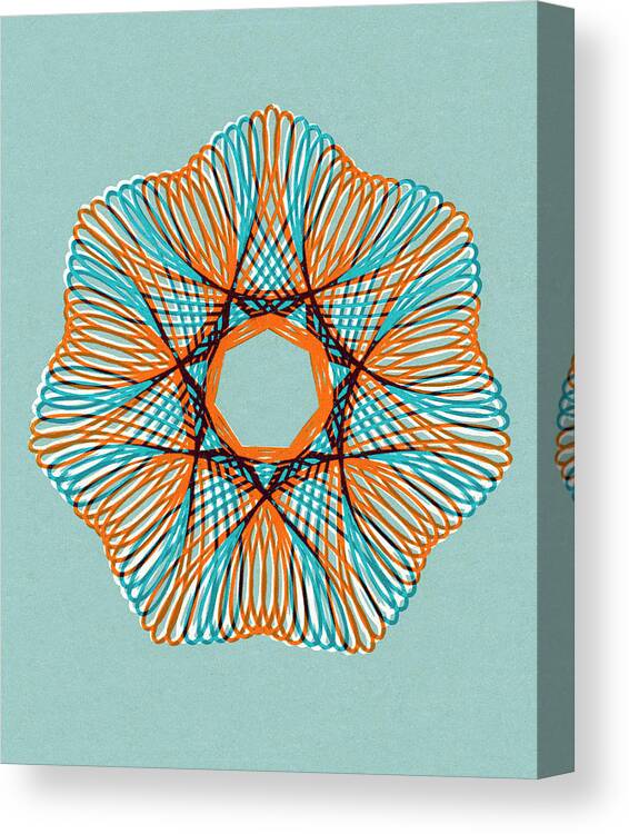 Accent Ornament Canvas Print featuring the drawing Red and Blue Spirograph by CSA Images