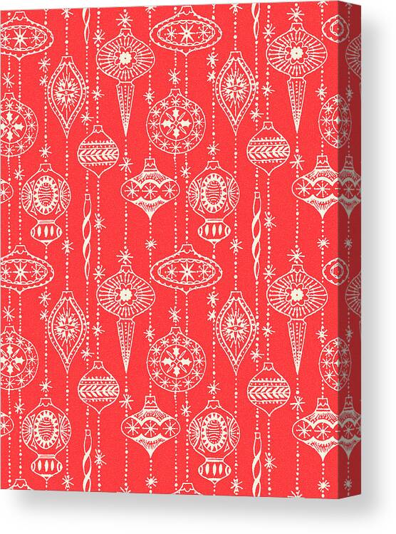 Background Canvas Print featuring the drawing Red Christmas Ornament Pattern by CSA Images