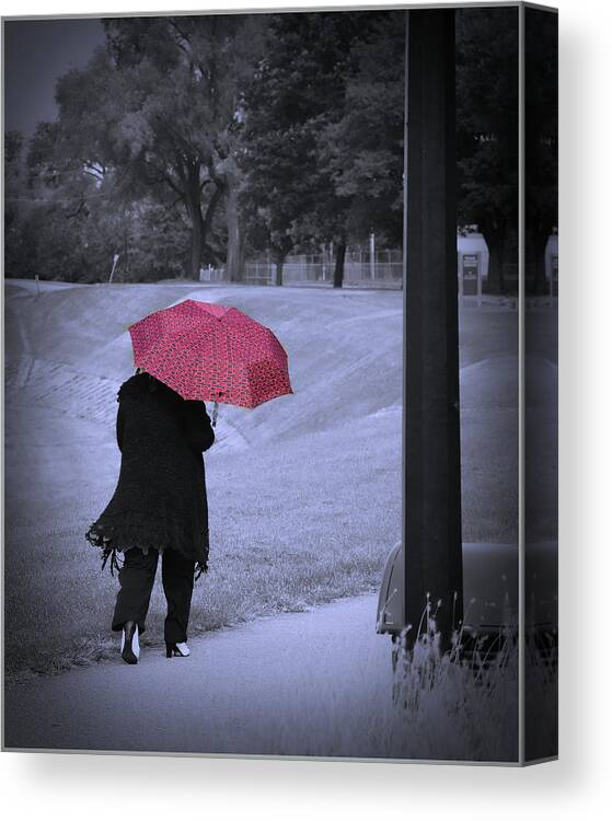  Canvas Print featuring the photograph Red Umbrella by Jack Wilson