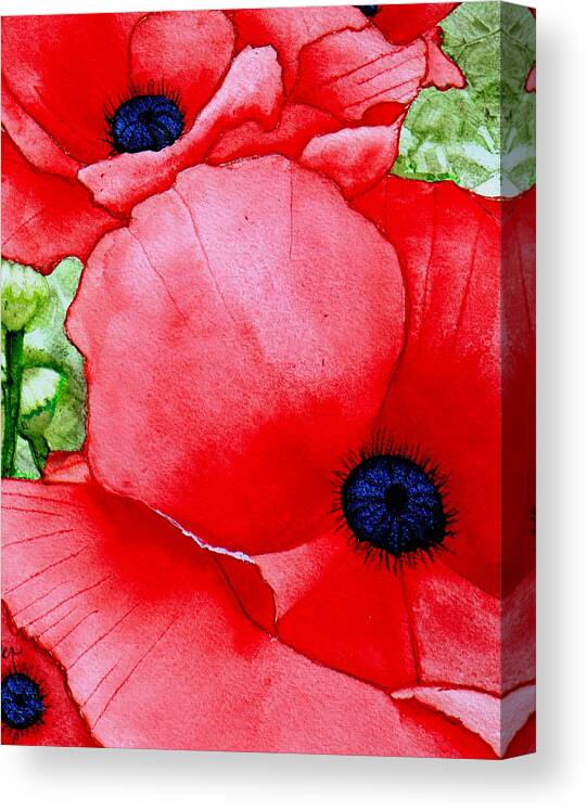 Red Canvas Print featuring the painting RedPops 2 Watercolor by Kimberly Walker