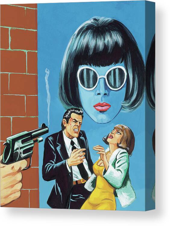 Accessories Canvas Print featuring the drawing Robbery and Woman Wearing Sunglasses by CSA Images