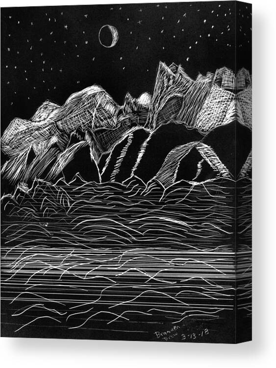 Rocky Mountains Canvas Print featuring the drawing Rocky Mountain High by Branwen Drew