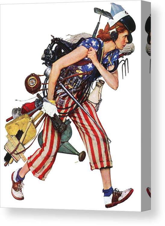 Laborer Canvas Print featuring the painting rosie To The Rescue by Norman Rockwell