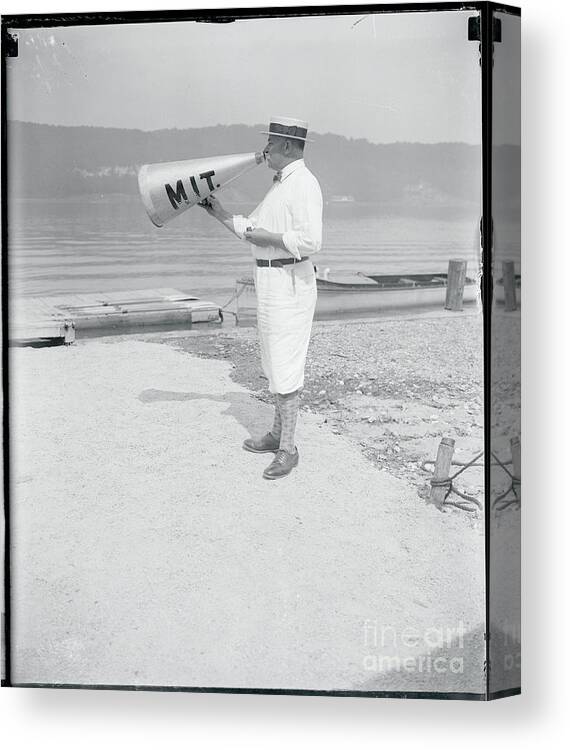Education Canvas Print featuring the photograph Rowing Coach Bill Haines Instructing by Bettmann