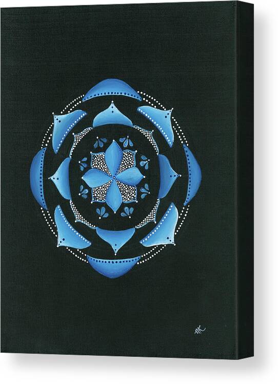 Royal Blue And Dots Mandala Canvas Print featuring the digital art Royal Blue And Dots Mandala by Nicky Kumar