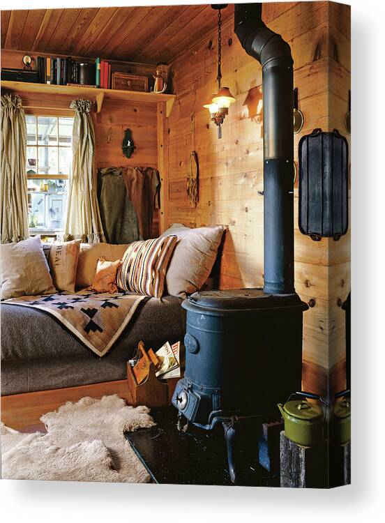 #new2022 Canvas Print featuring the photograph Rustic Stove In Deer Cabin by David Marlow