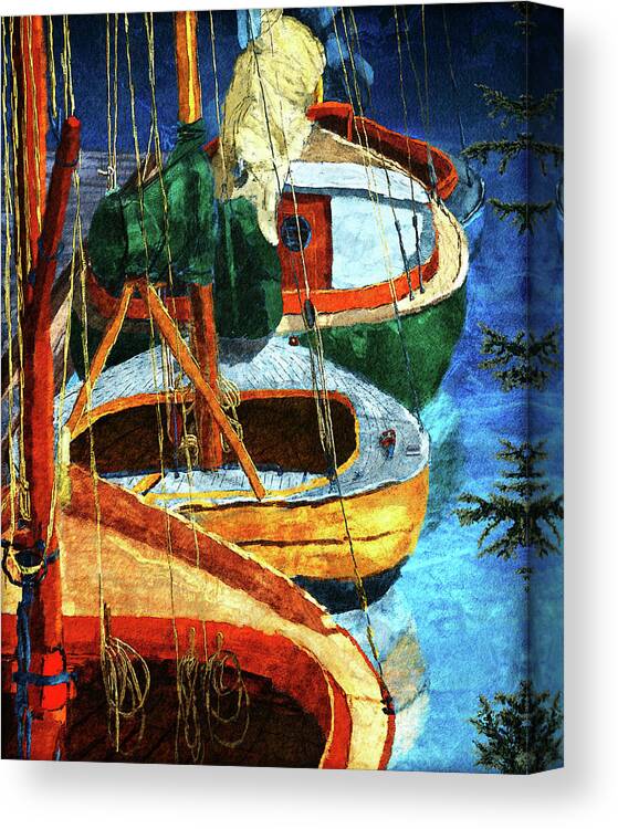 Sailboats Canvas Print featuring the digital art Sailboats by Ken Taylor