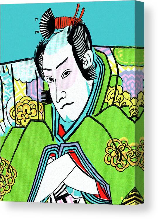 Adult Canvas Print featuring the drawing Samurai Warrior by CSA Images