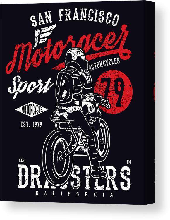 Motorcycle Canvas Print featuring the digital art San Francisco Motoracer by Long Shot