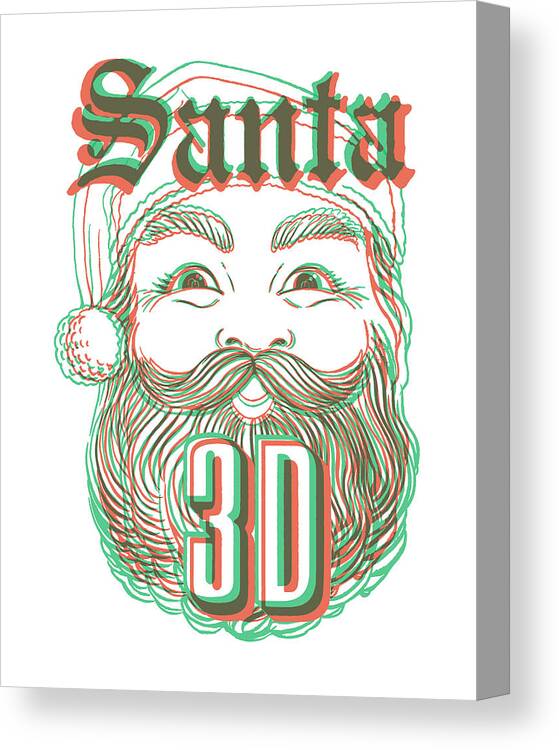 3d Canvas Print featuring the drawing Santa 3D by CSA Images