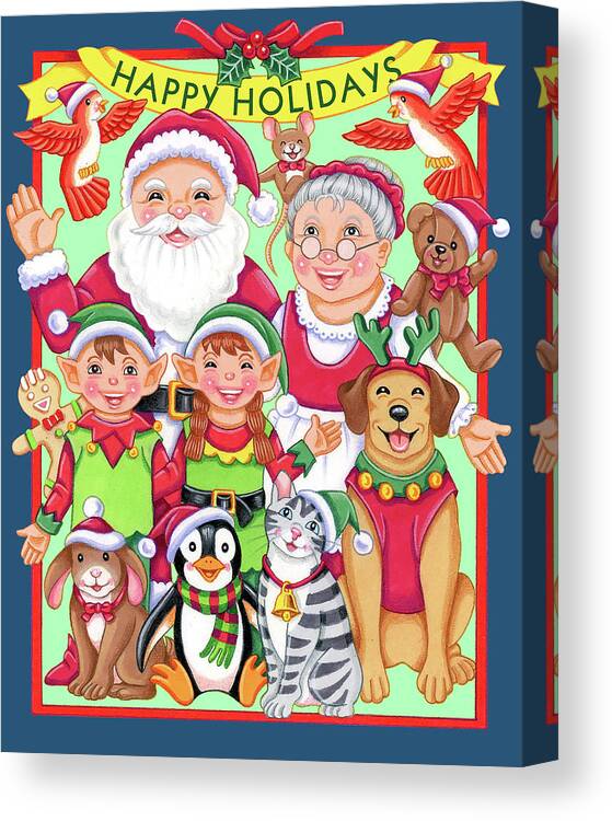 Santa And Family Canvas Print featuring the digital art Santa And Family by Kimura Designs