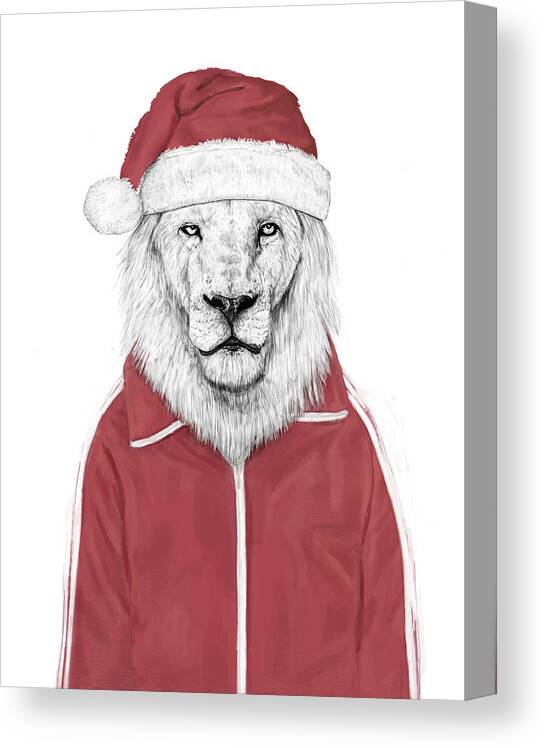 Lion Canvas Print featuring the mixed media Santa lion by Balazs Solti